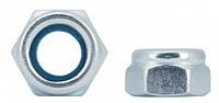 Гайка шестигранная М10 со стопорным кольцом DIN 985, покрытие белый цинк