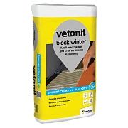 Клей монтажный Vetonit block winter для стен из блоков и кирпича, 25кг