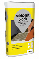 Клей монтажный Vetonit block для стен из блоков и кирпича, 25кг